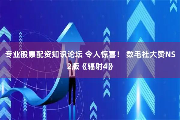 专业股票配资知识论坛 令人惊喜！ 数毛社大赞NS2版《辐射4》